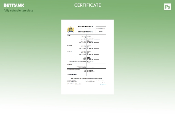 модерен стил Холандија од витално значење за извод од матична книга на родени Ша